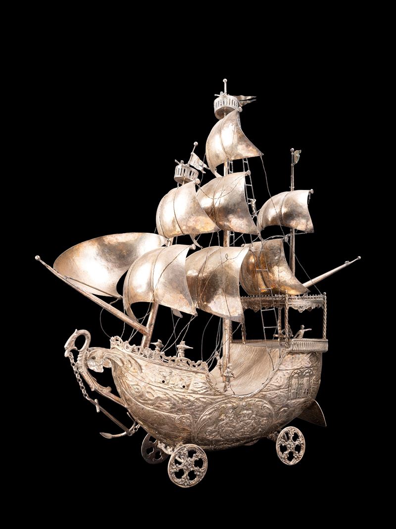 GRANDE VELIERO IN ARGENTO