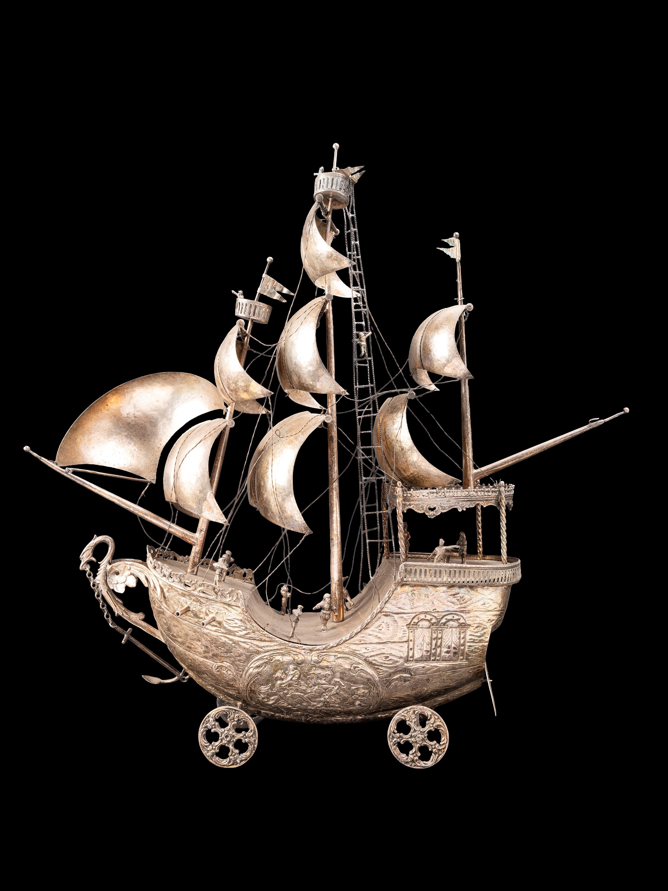 GRANDE VELIERO IN ARGENTO