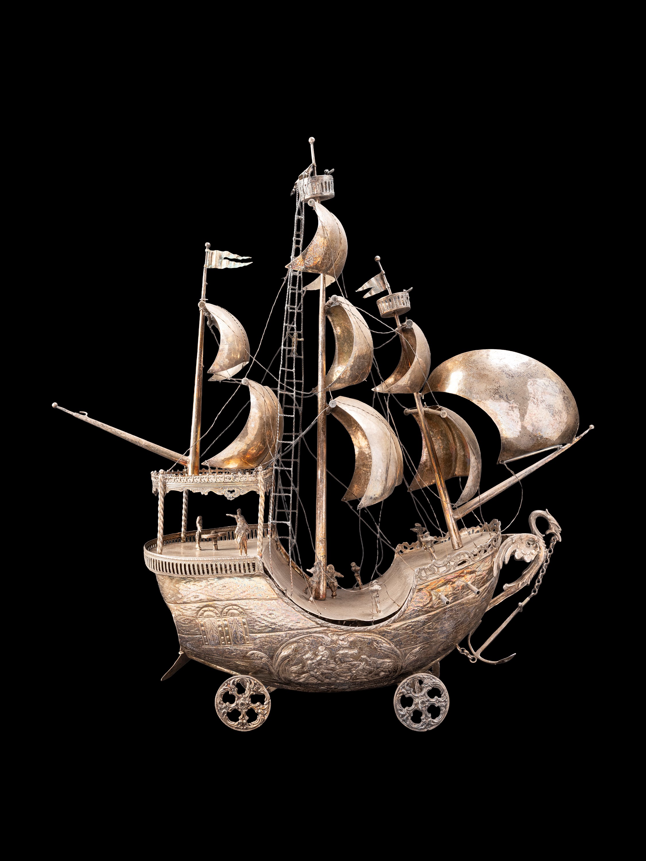 GRANDE VELIERO IN ARGENTO