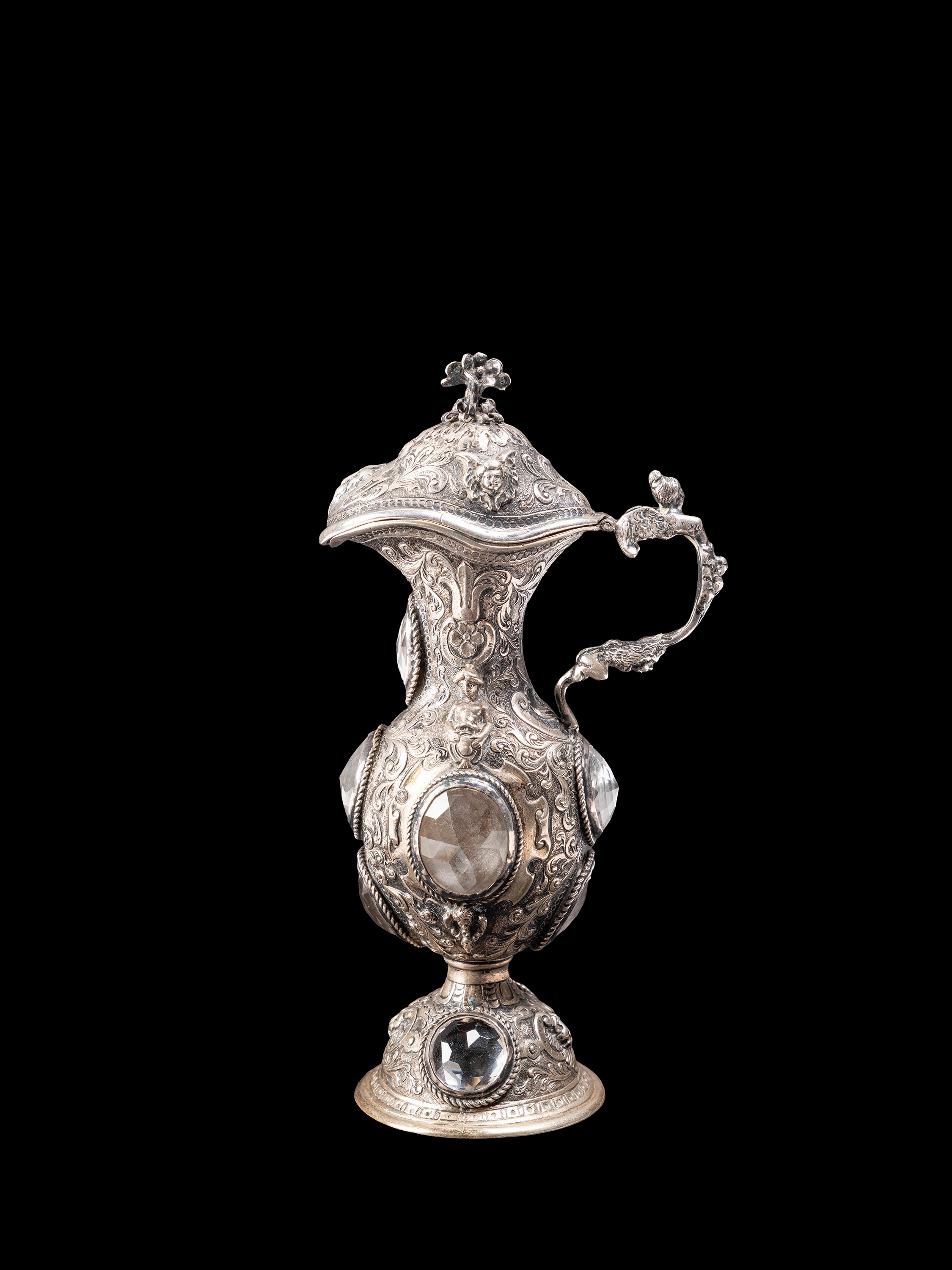 OLIERA CON PIATTINO IN ARGENTO E CRISTALLI