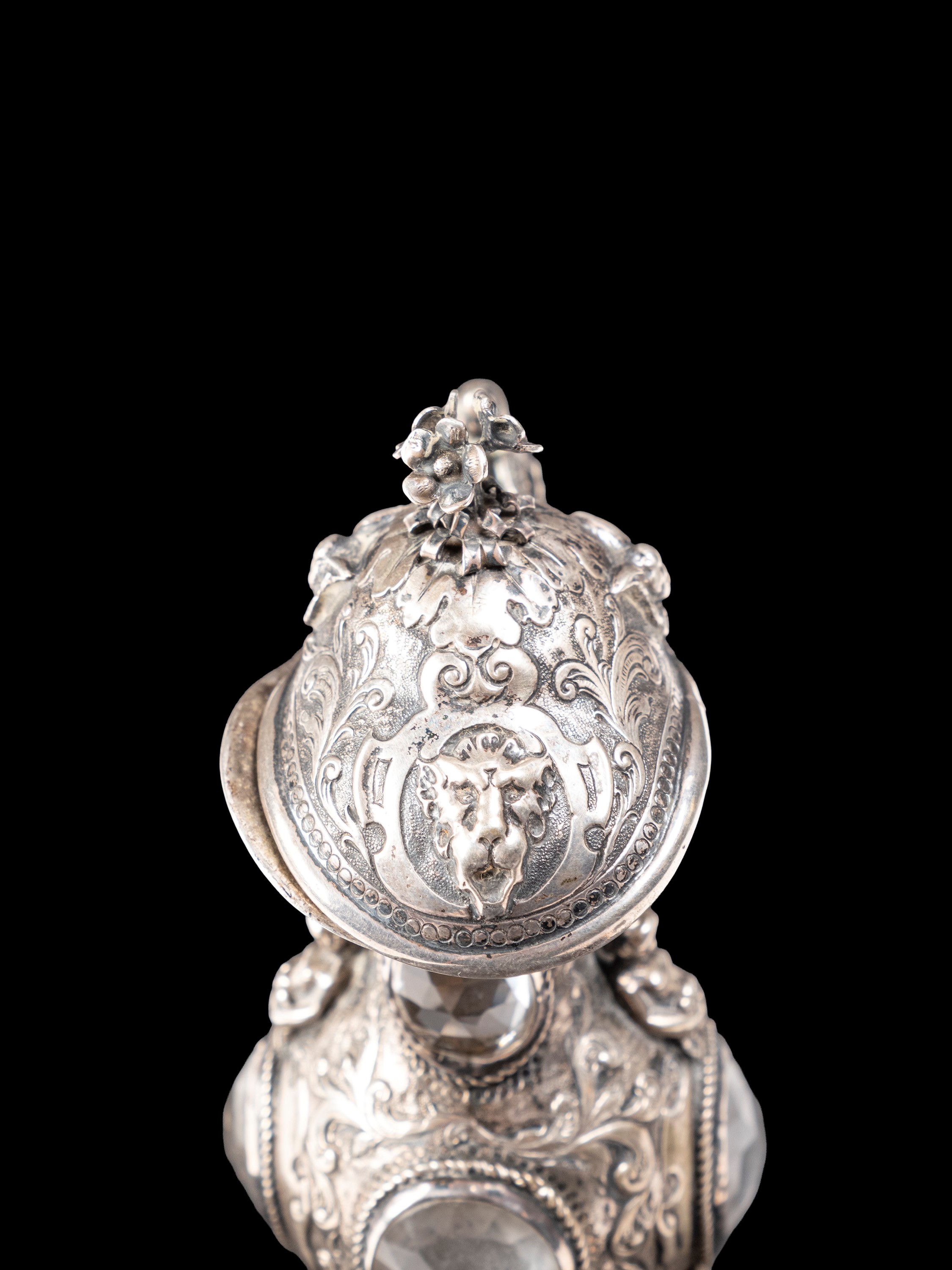 OLIERA CON PIATTINO IN ARGENTO E CRISTALLI