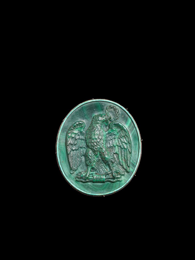 GRANDE CAMMEO IN ARGENTO E MALACHITE