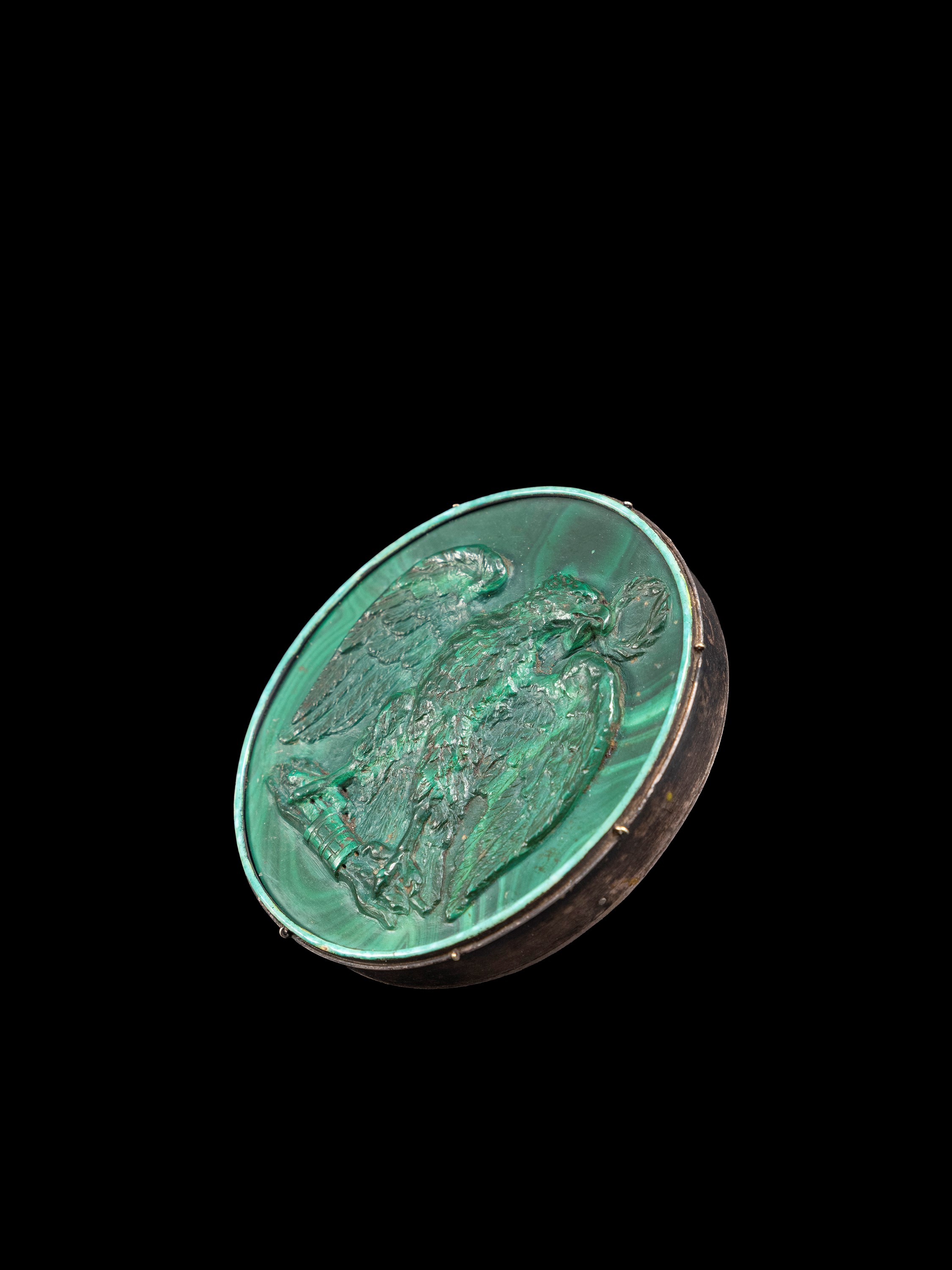 GRANDE CAMMEO IN ARGENTO E MALACHITE