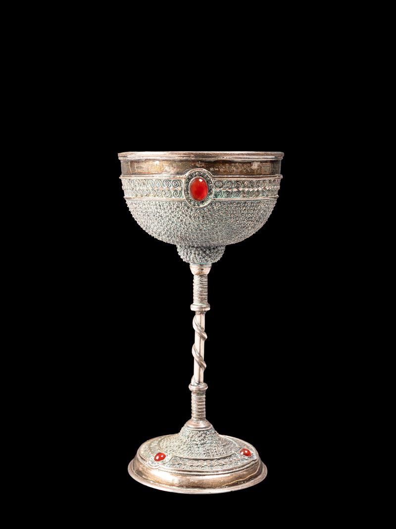 CALICE EBRAICO IN ARGENTO E CORNIOLA