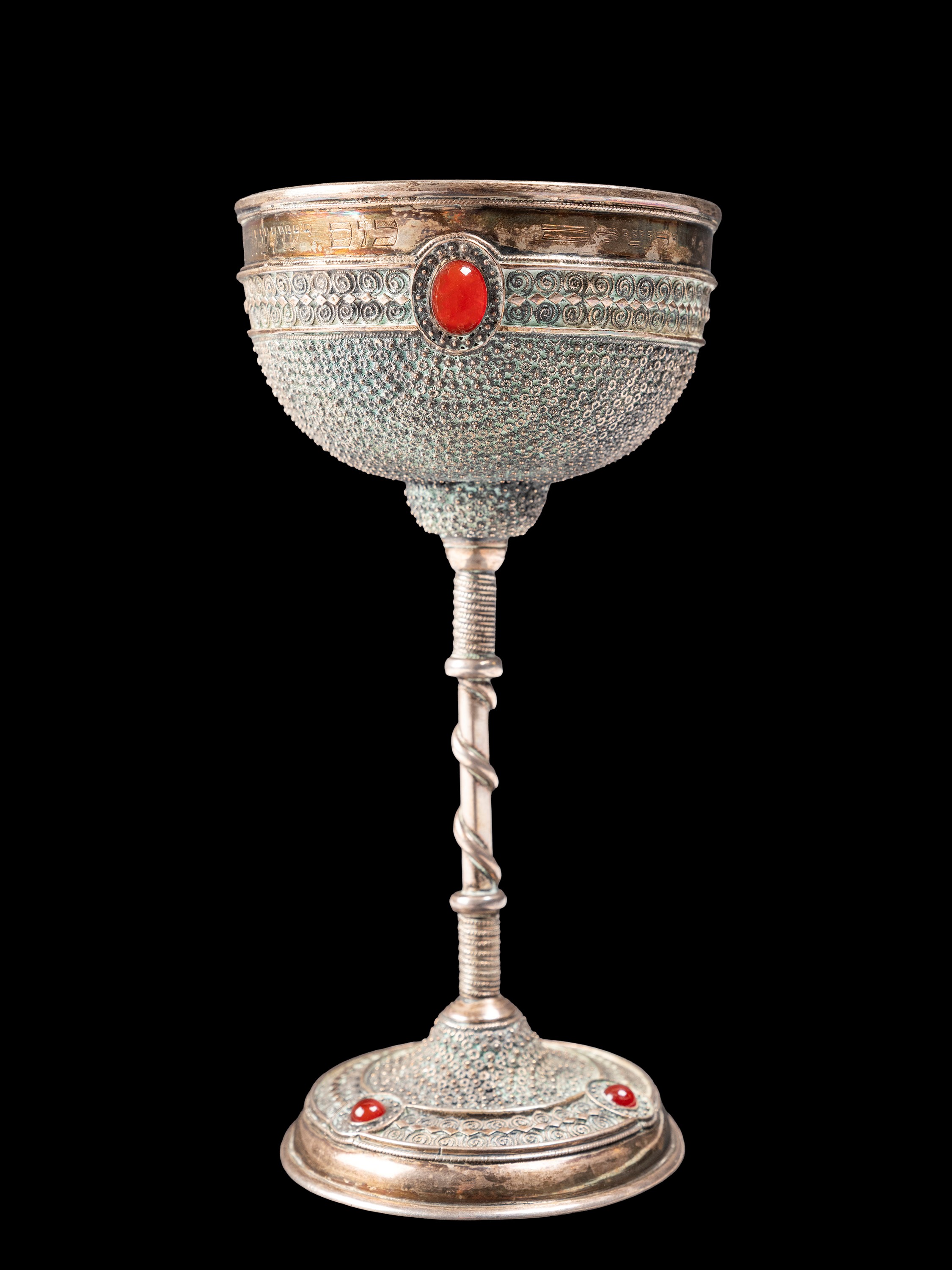 CALICE EBRAICO IN ARGENTO E CORNIOLA