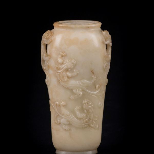 A SMALL SOAPSTONE VASE