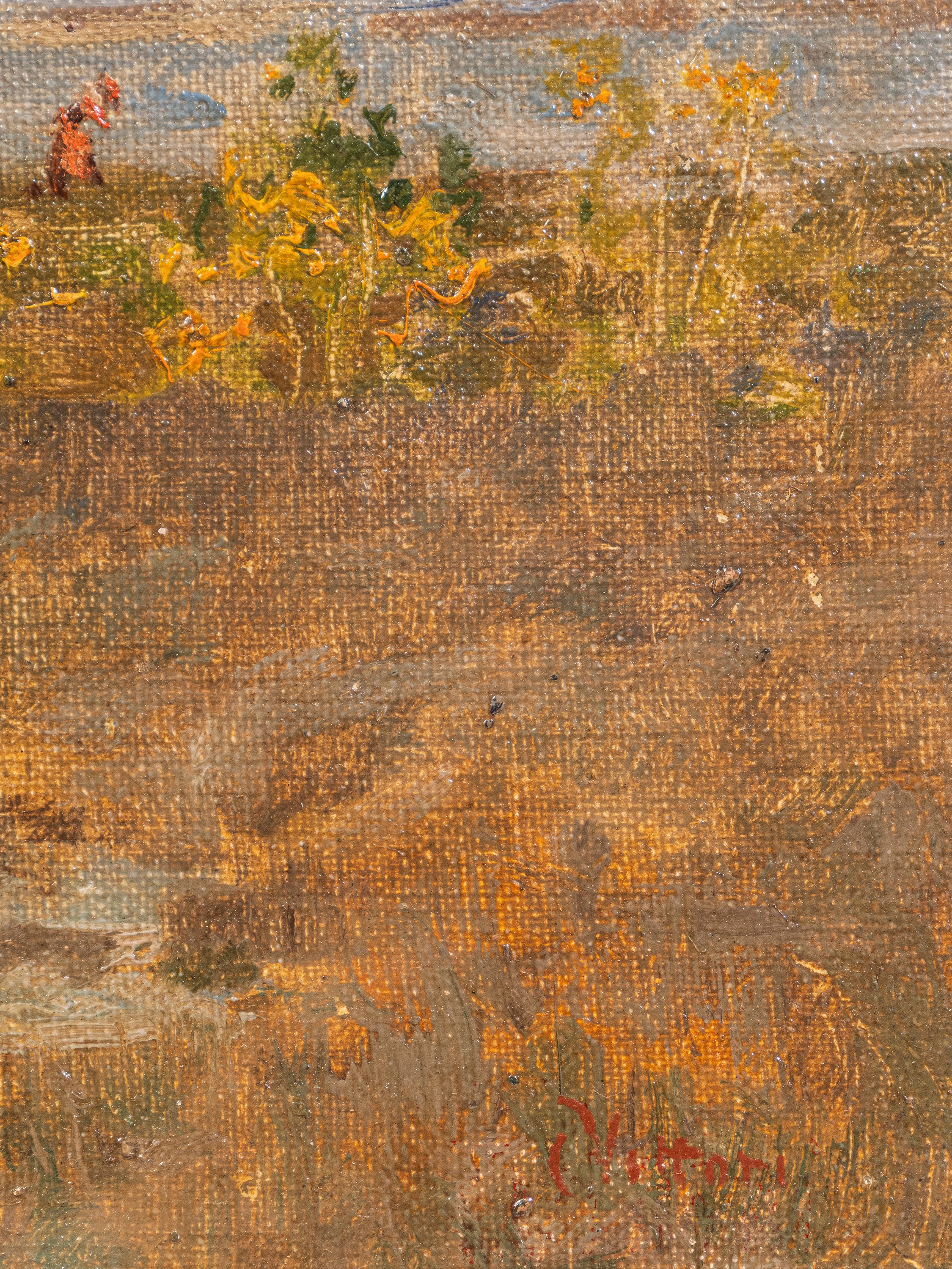 Carlo Vittori - Paesaggio lacustre con uccelli, olio su tela