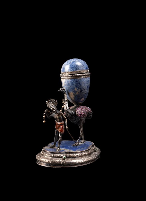 SCULTURA IN ARGENTO, SMALTO, LAPISLAZZULI E PIETRE PREZIOSE