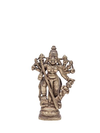 India, XIX secolo, Altare Durga Mahishasuramardini in lega di bronzo