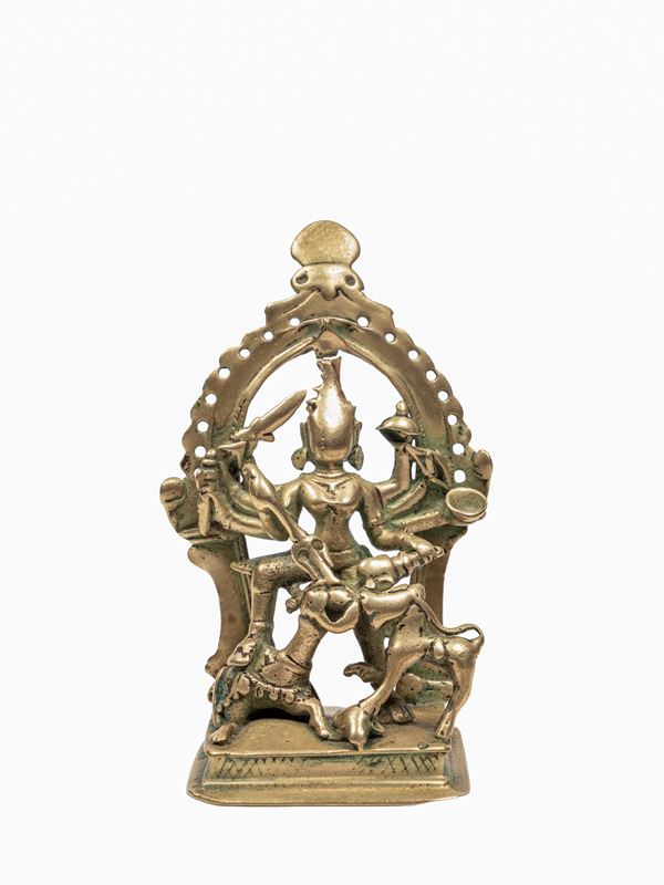 A BRONZE ALTAR OF MAHISHASURAMARDINI