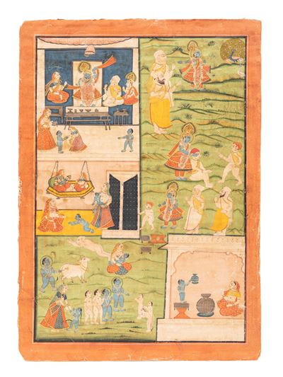Minaitura raffigurante rituale di venerazione di Krishna a Nathdwara, XIX secolo