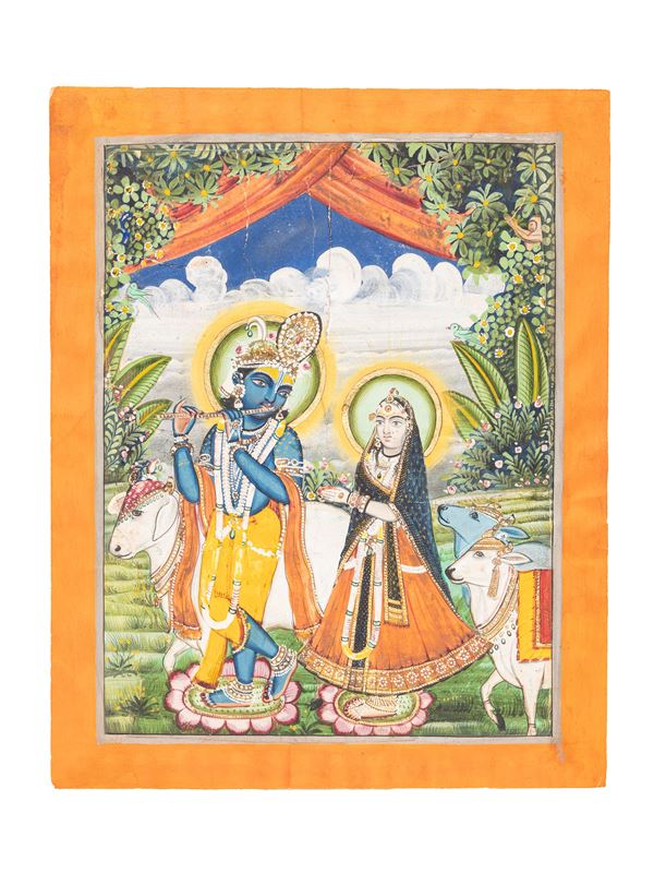 A MINIATURE DEPICTING KRISHNA AND RADHA