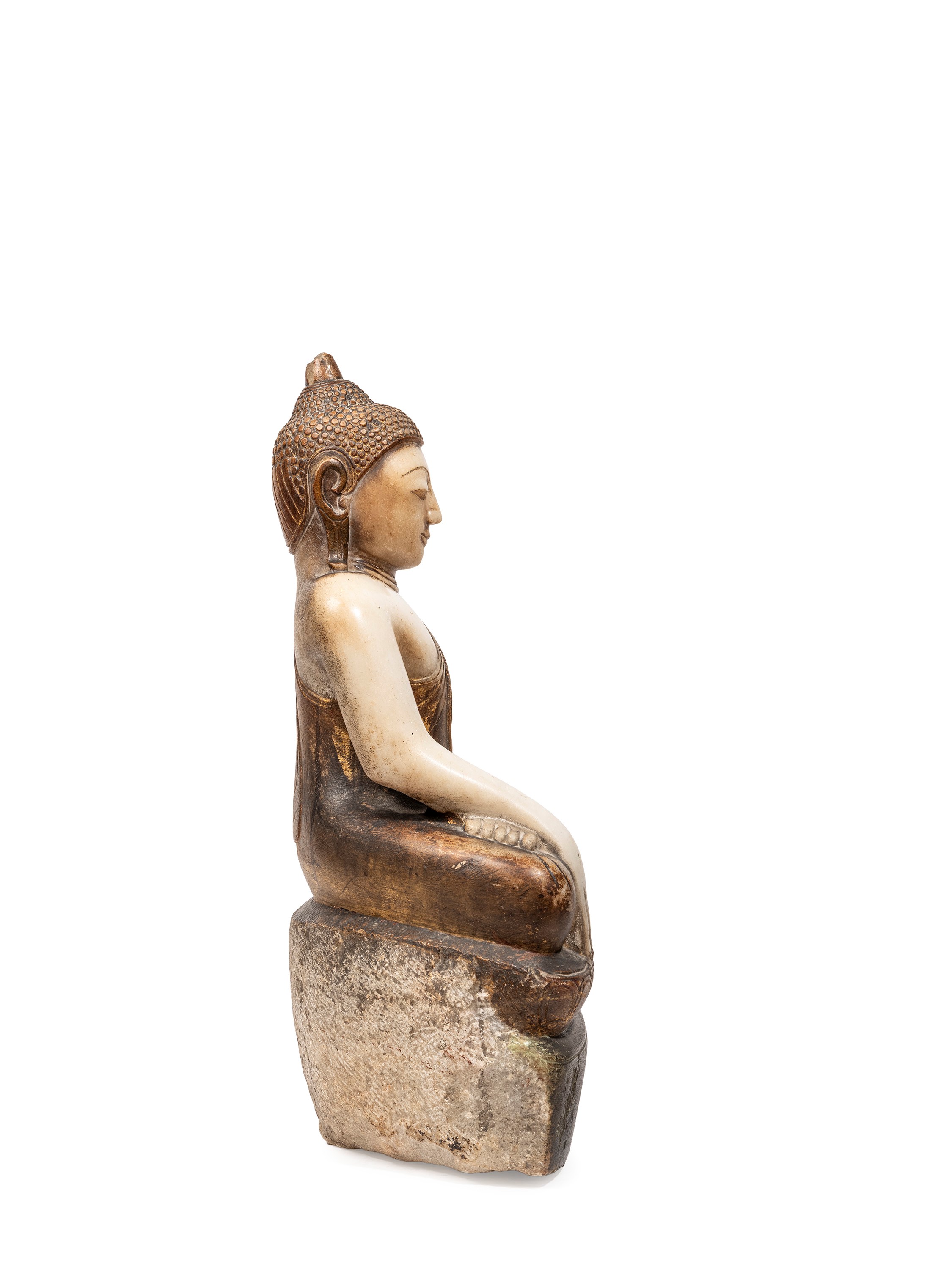 Buddha Sakyamuni, figura in alabastro, Birmania, XIX secolo