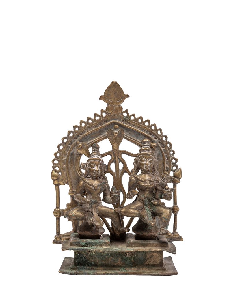 Altare domestico con doppia raffigurazione di Gauri, in lega di bronzo, India, XVIII secolo