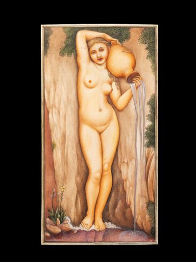 Miniatura, “La Source”, tempera su lamina d’avorio, India, XIX secolo