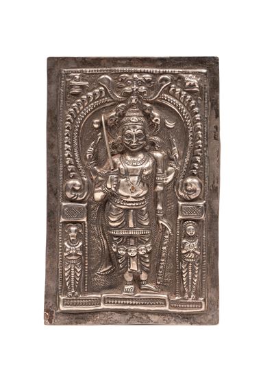 Placca votiva, argento, raffigurazione di Virabhadra (India, XIX secolo)