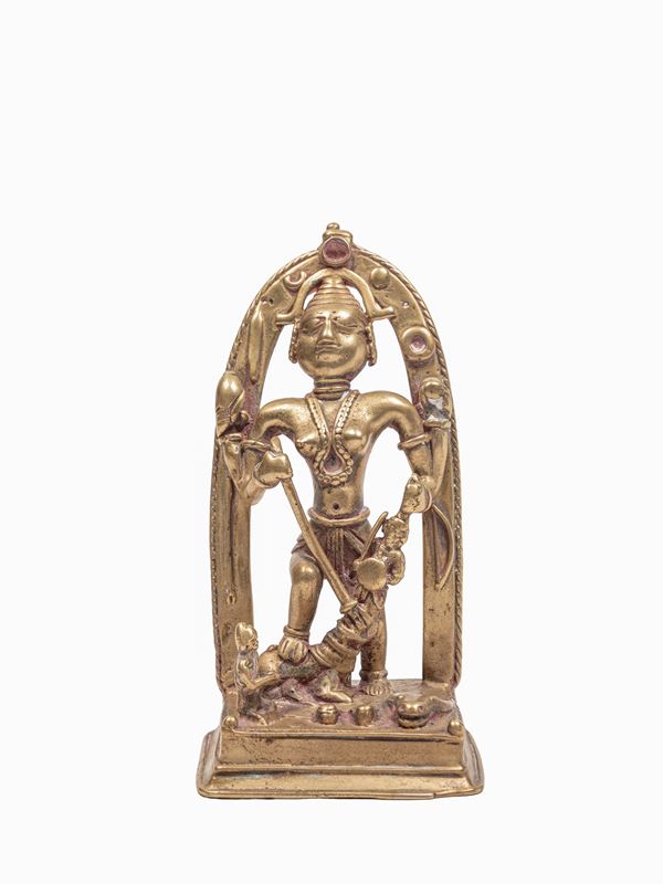 A BRONZE HOUSEHOLD ALTAR DEPICTING MAHISHASURAMARDINI