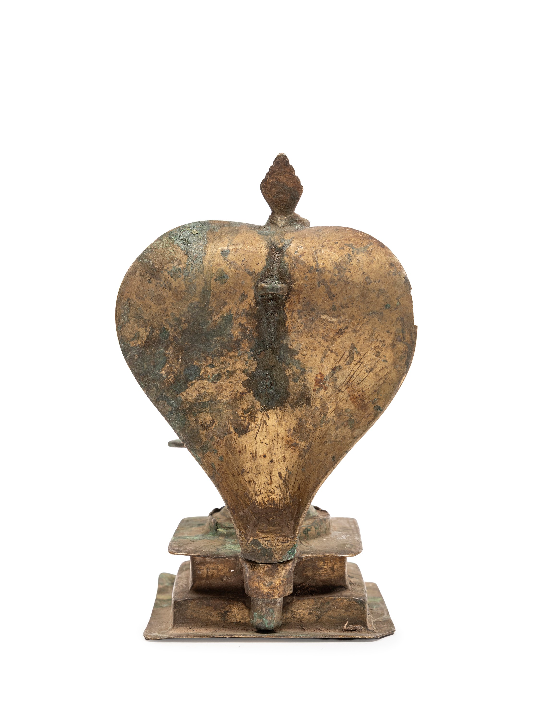 India, XIX secolo, Cobra naga con lingam, in lega di bronzo