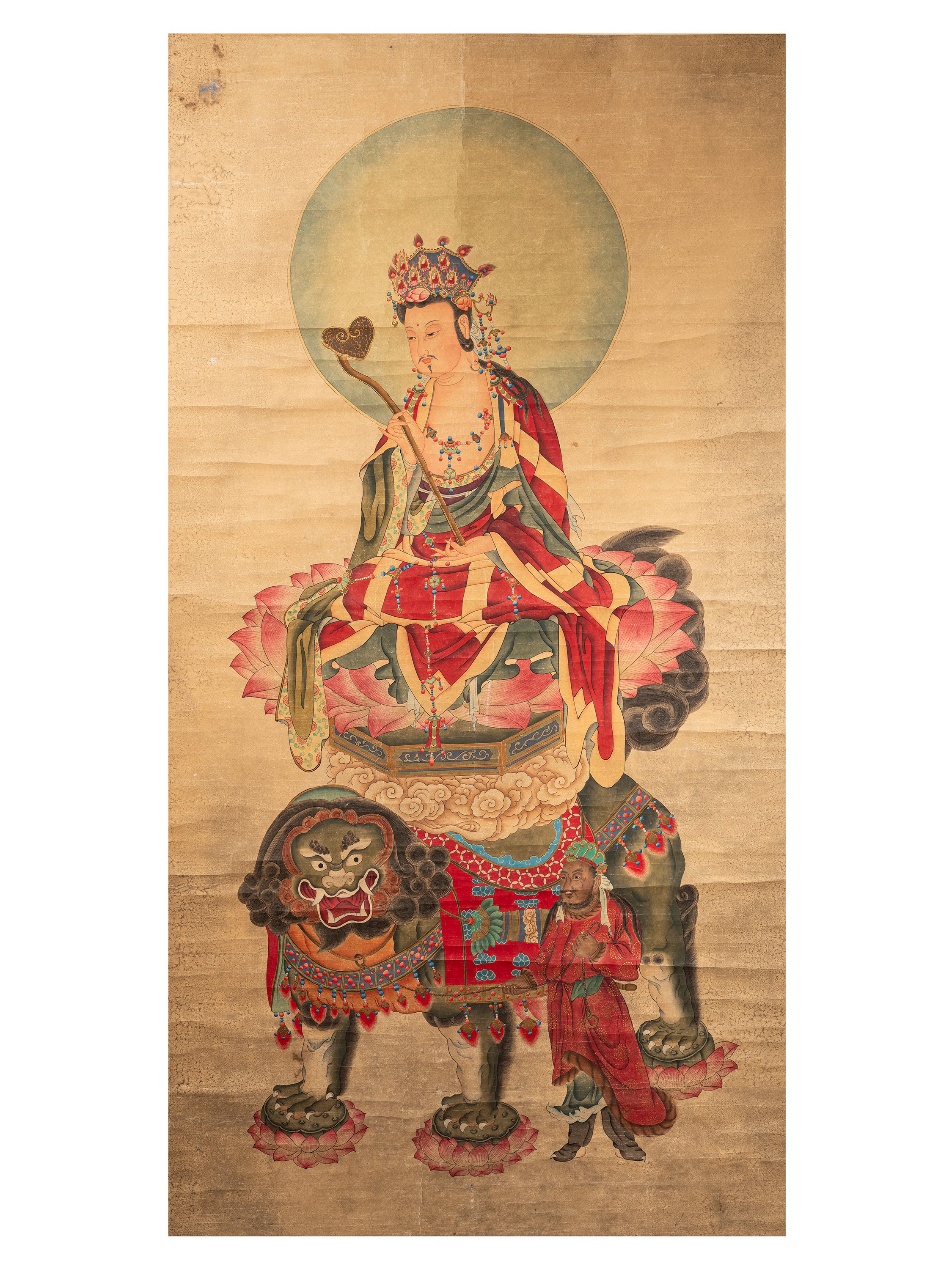 Manjushri (bodhisattva), dipinto su carta, Cina, XIX/XX secolo