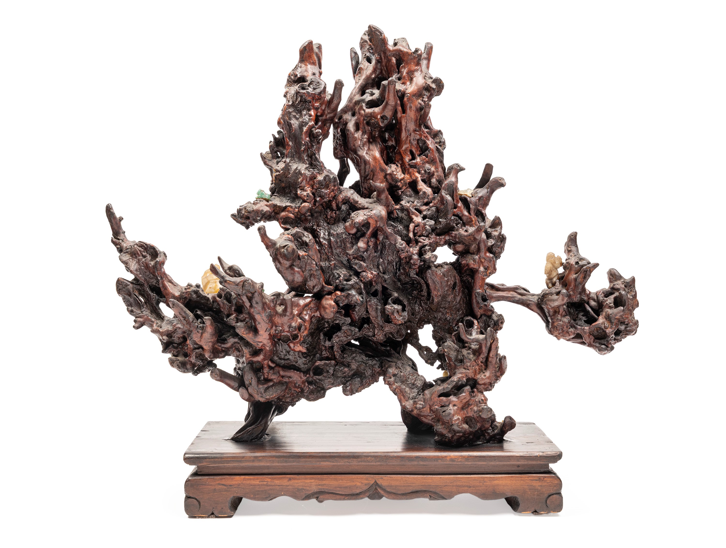 Scultura paesaggistica in legno e giada, Cina (XIX/XX secolo)