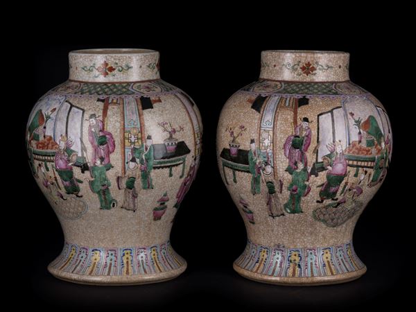 A PAIR OF NANKING VASES