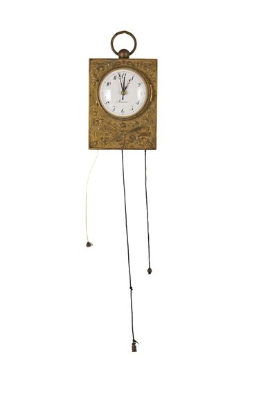 Orologio da carrozza in bronzo dorato, inizi secolo XIX