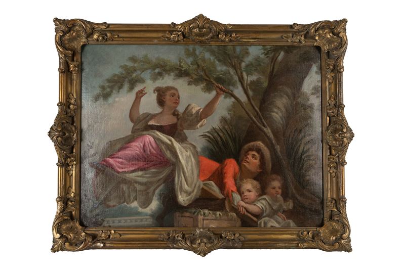 Scuola francese, L’Altalena, olio su tela (XVIII secolo)