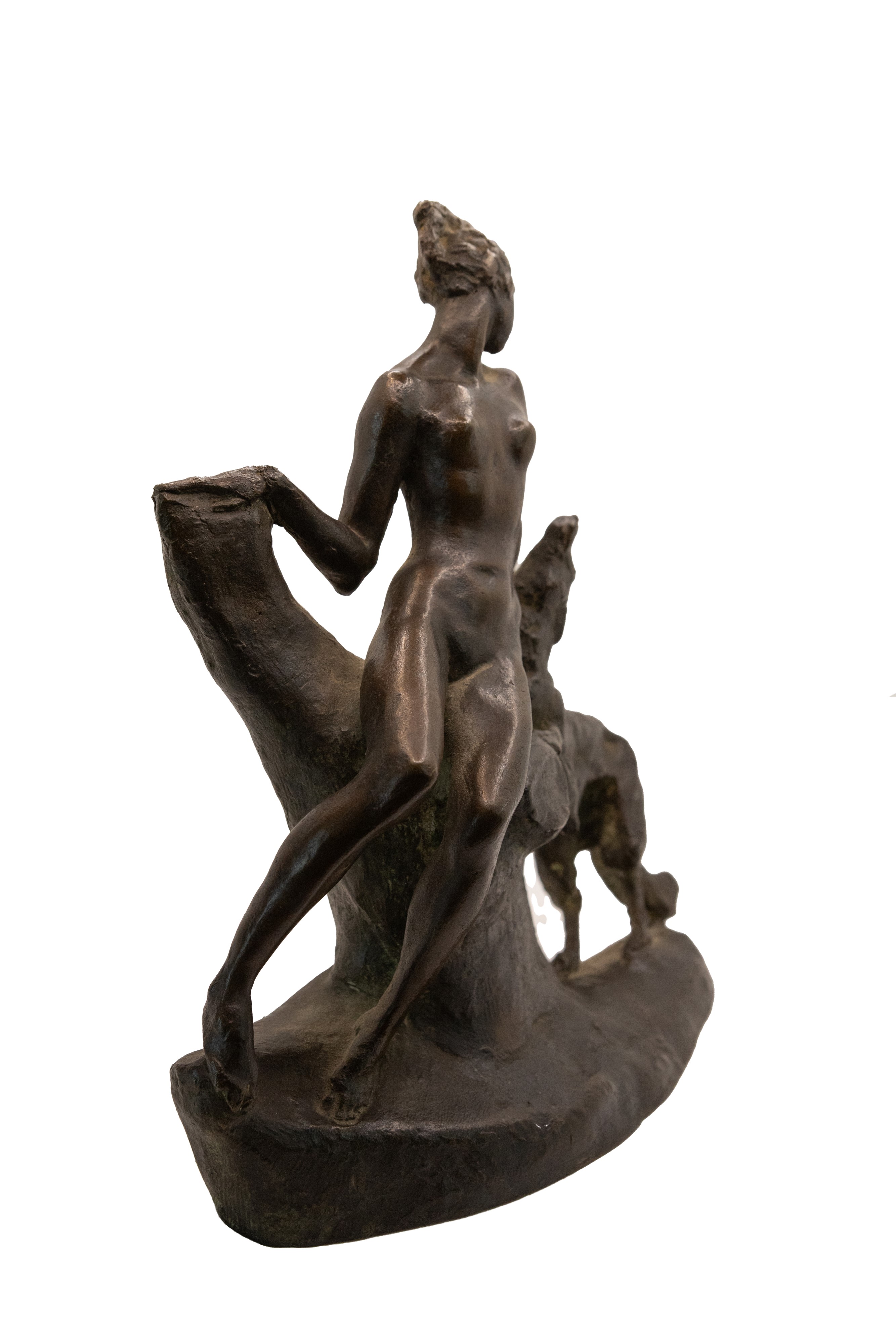 °SCULTURA IN BRONZO RAFFIGURANTE DONNA CON CANE
