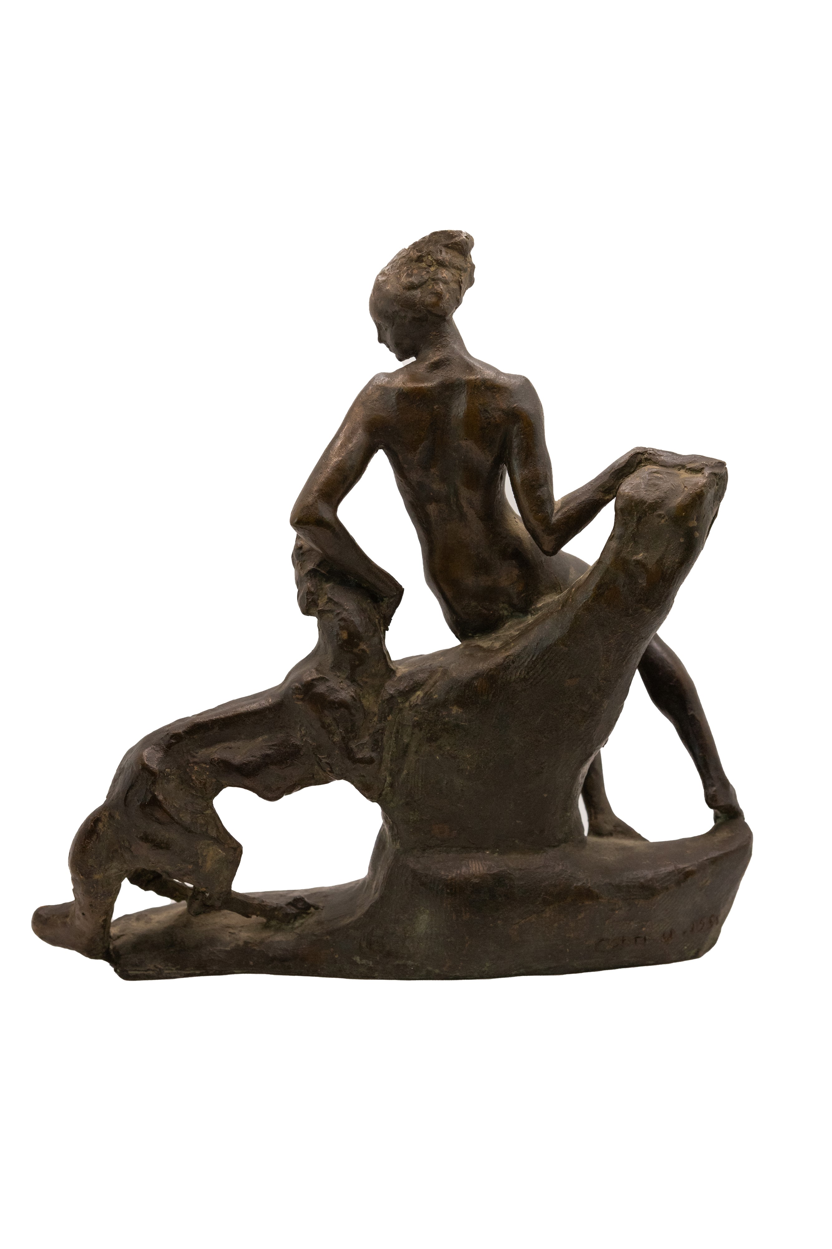 °SCULTURA IN BRONZO RAFFIGURANTE DONNA CON CANE