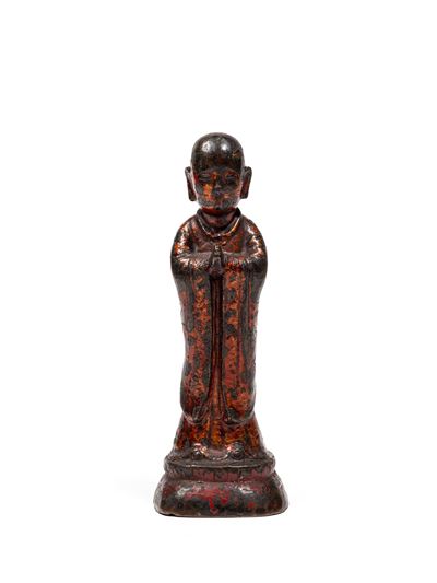 Cina (dinastia Ming), Figura di monaco, bronzo laccato