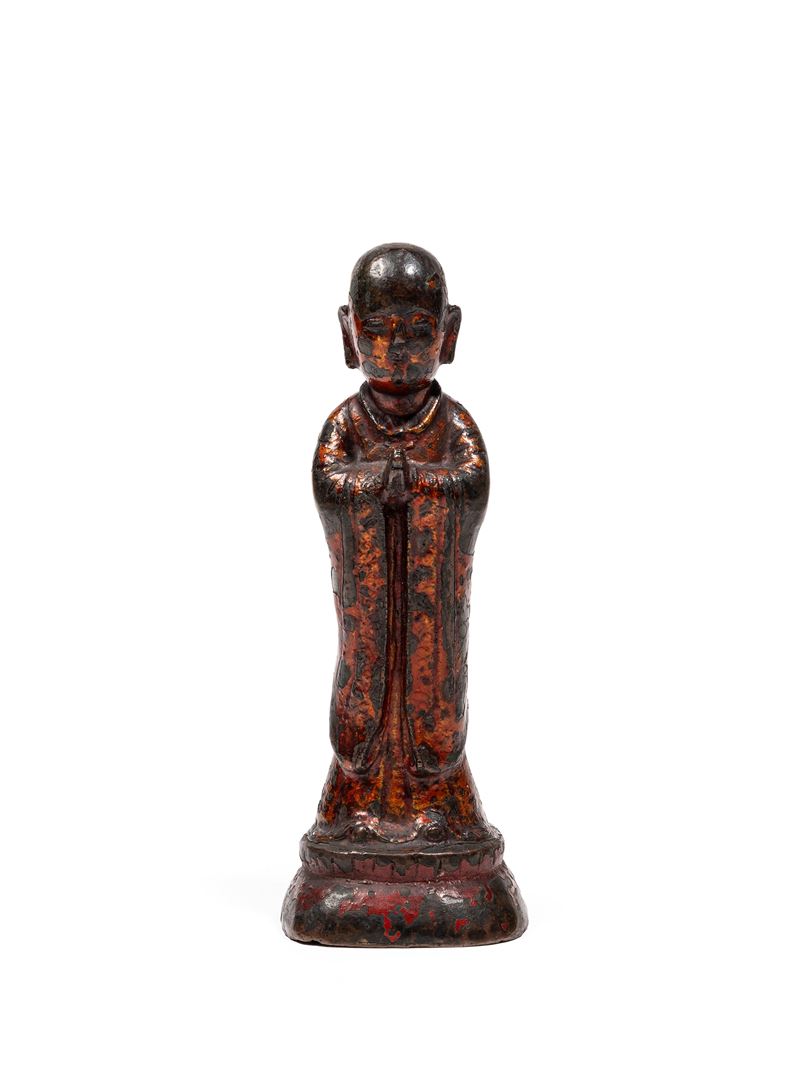Cina (dinastia Ming), Figura di monaco, bronzo laccato