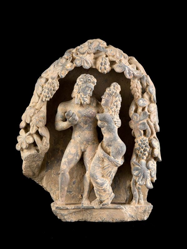 A SCHIST ATLAS OR HERCULES WITH NYMPH