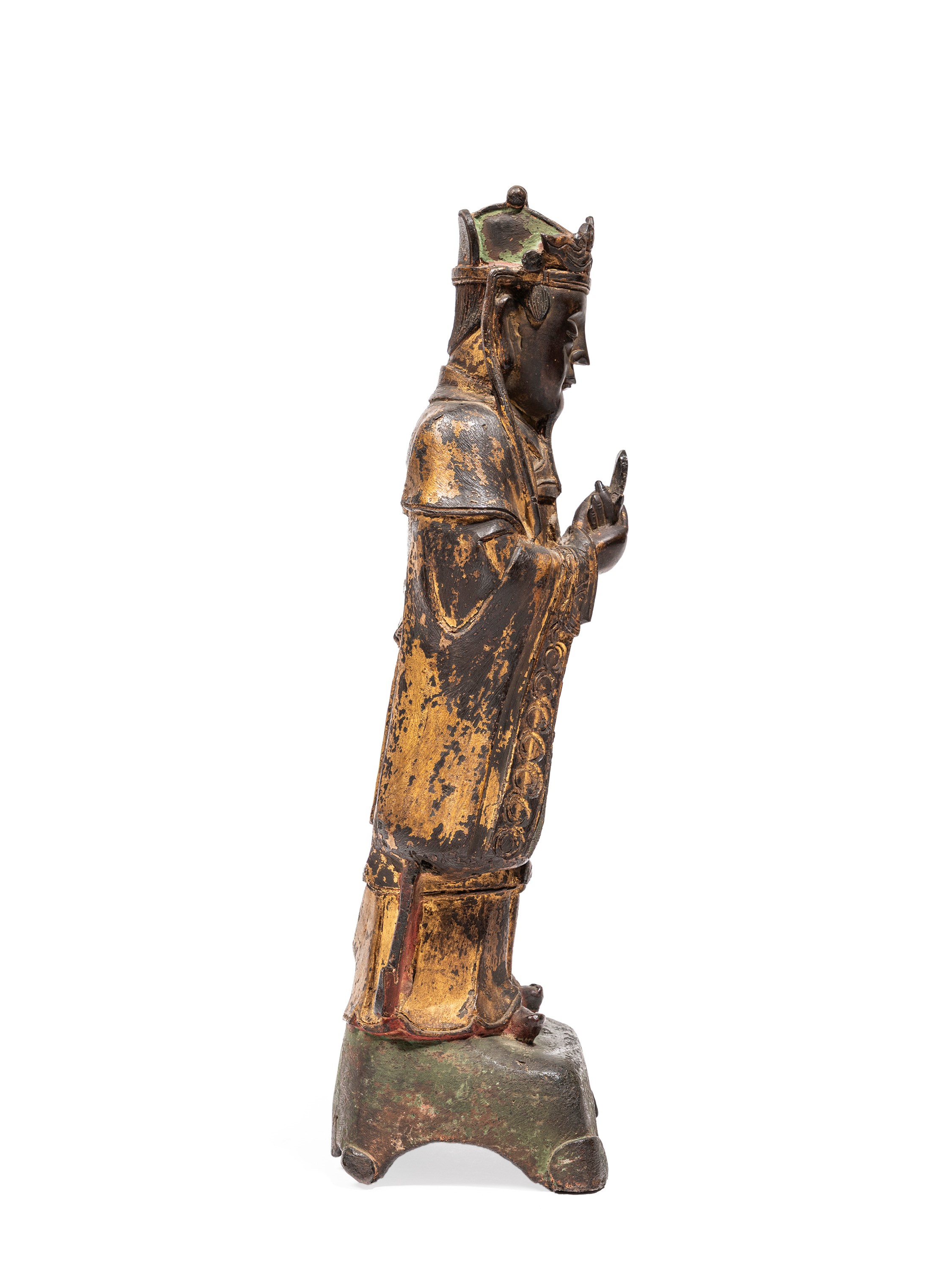Cina (Dinastia Ming), Figura in bronzo dorato policromo