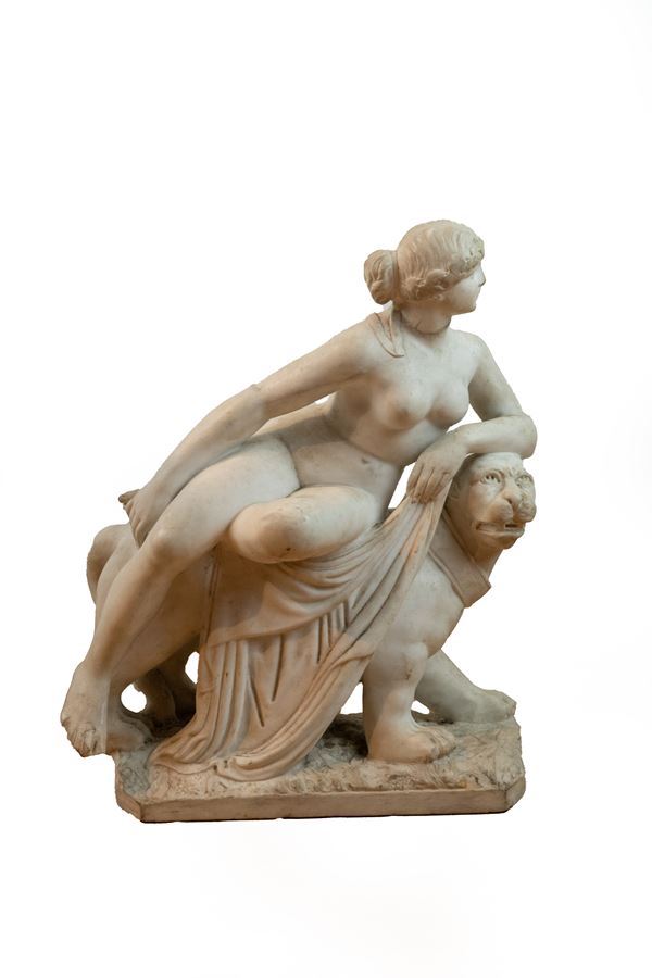 °SCULTURA IN MARMO RAFFIGURANTE ARIANNA E LA PANTERA