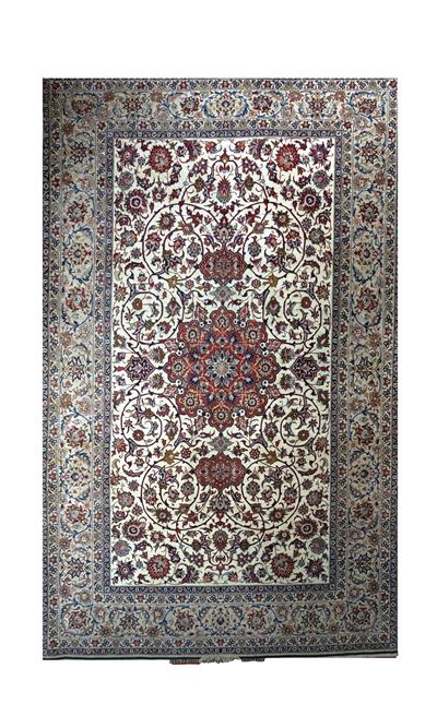 Tappeto Isfahan Kork, iscrizione su un lato, XX secolo