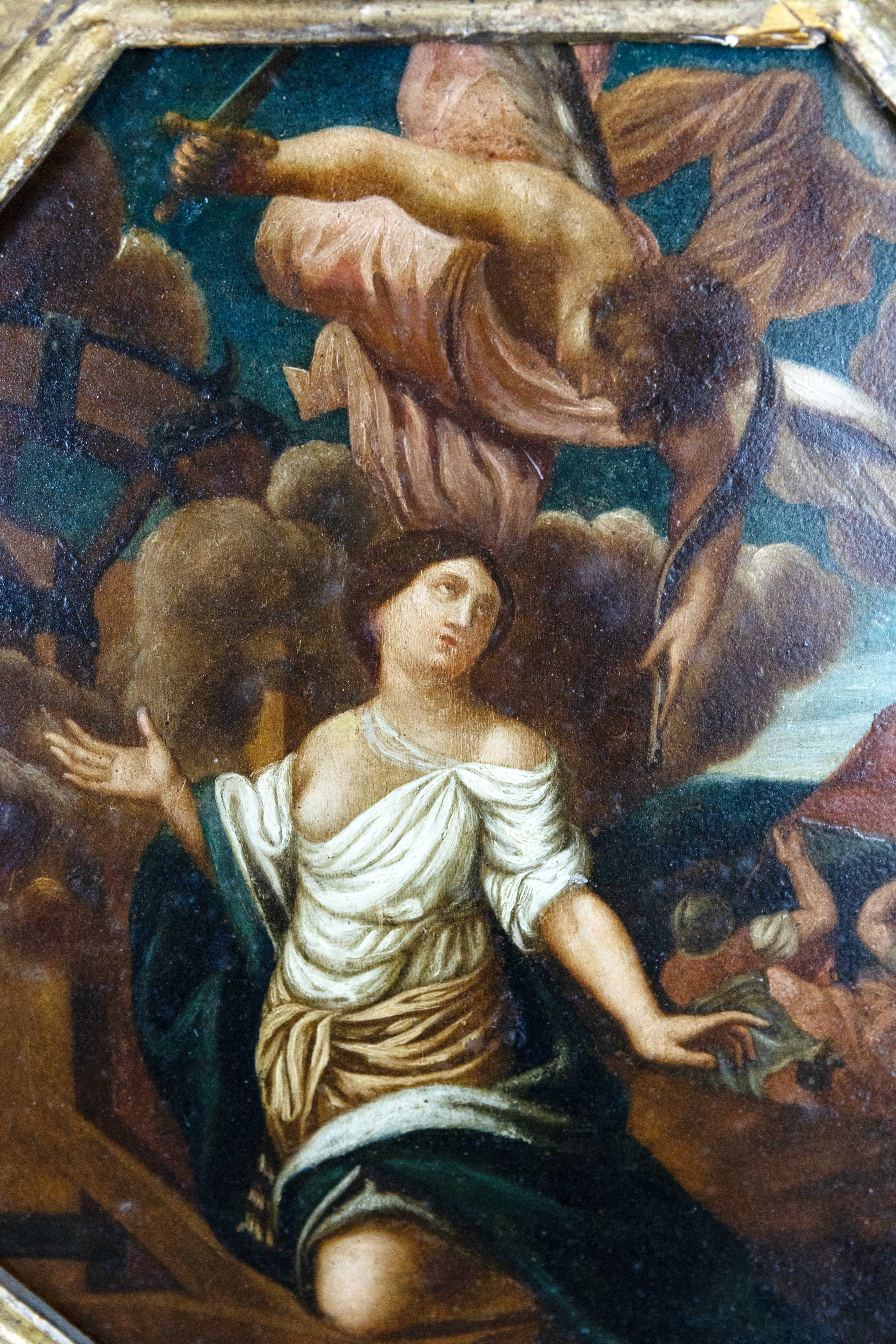 Scuola italiana, Altarolo con dipinto raffigurante il Martirio di Santa Caterina d’Alessandria (o...