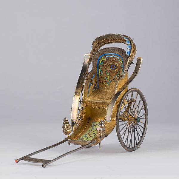 SILVER FILIGREE AND ENAMEL CARRIAGE