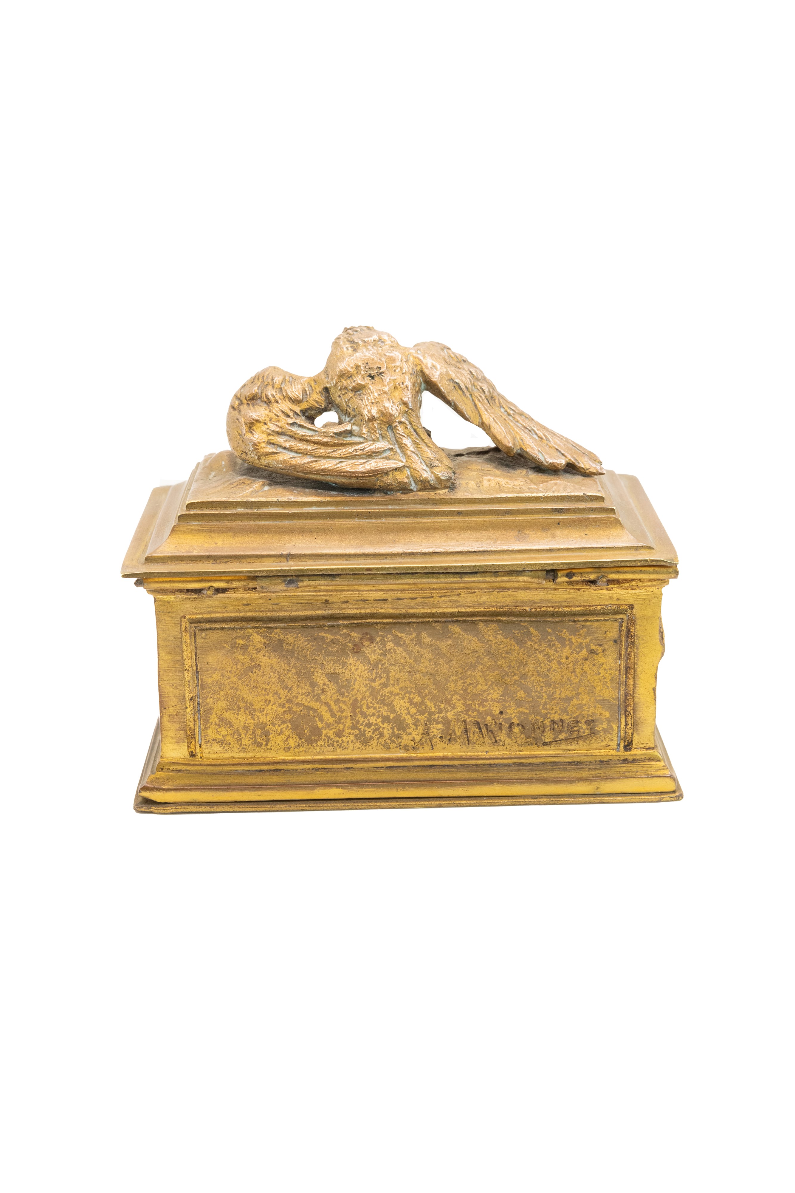 °PORTA FRANCOBOLLI IN BRONZO DORATO
