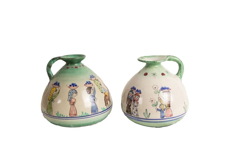 °DUE BROCCHE IN MAIOLICA POLICROMA