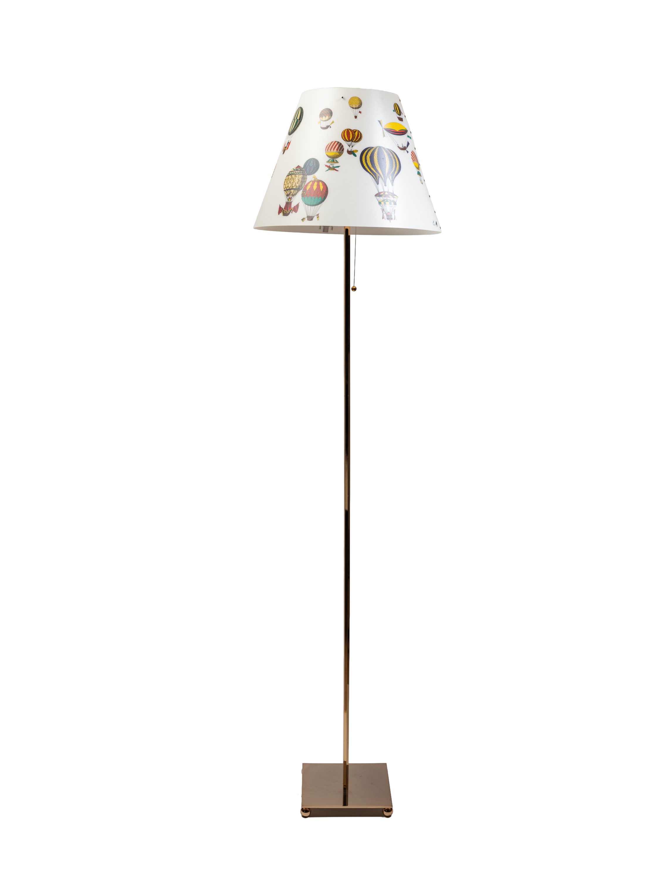 Fornasetti Milano - Fornasetti, Lampada da terra con paralume decorato “Mongolfiere”