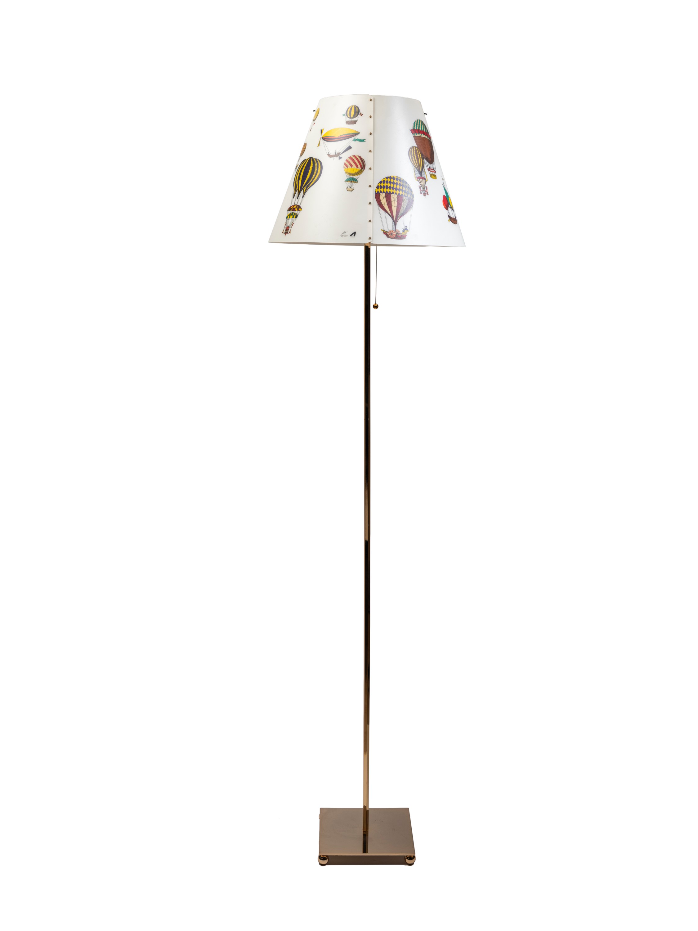 Fornasetti Milano - Fornasetti, Lampada da terra con paralume decorato “Mongolfiere”
