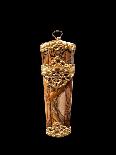 Etui in agata con decori in rame dorato, Inghilterra (XVIII/XIX secolo)