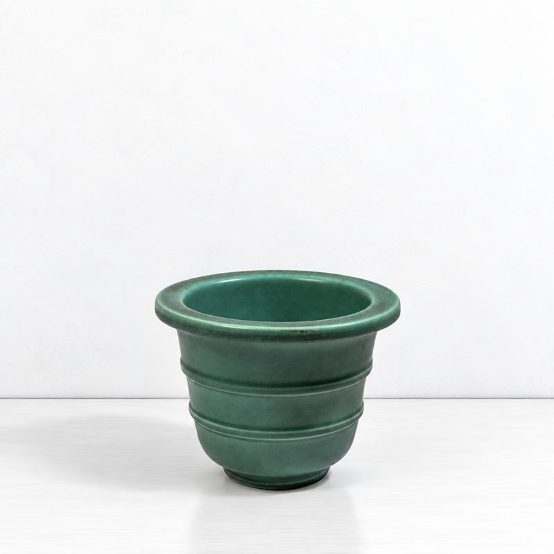 Giovanni Gariboldi - Vasetto in ceramica smaltata verde (anni '40 ca.)