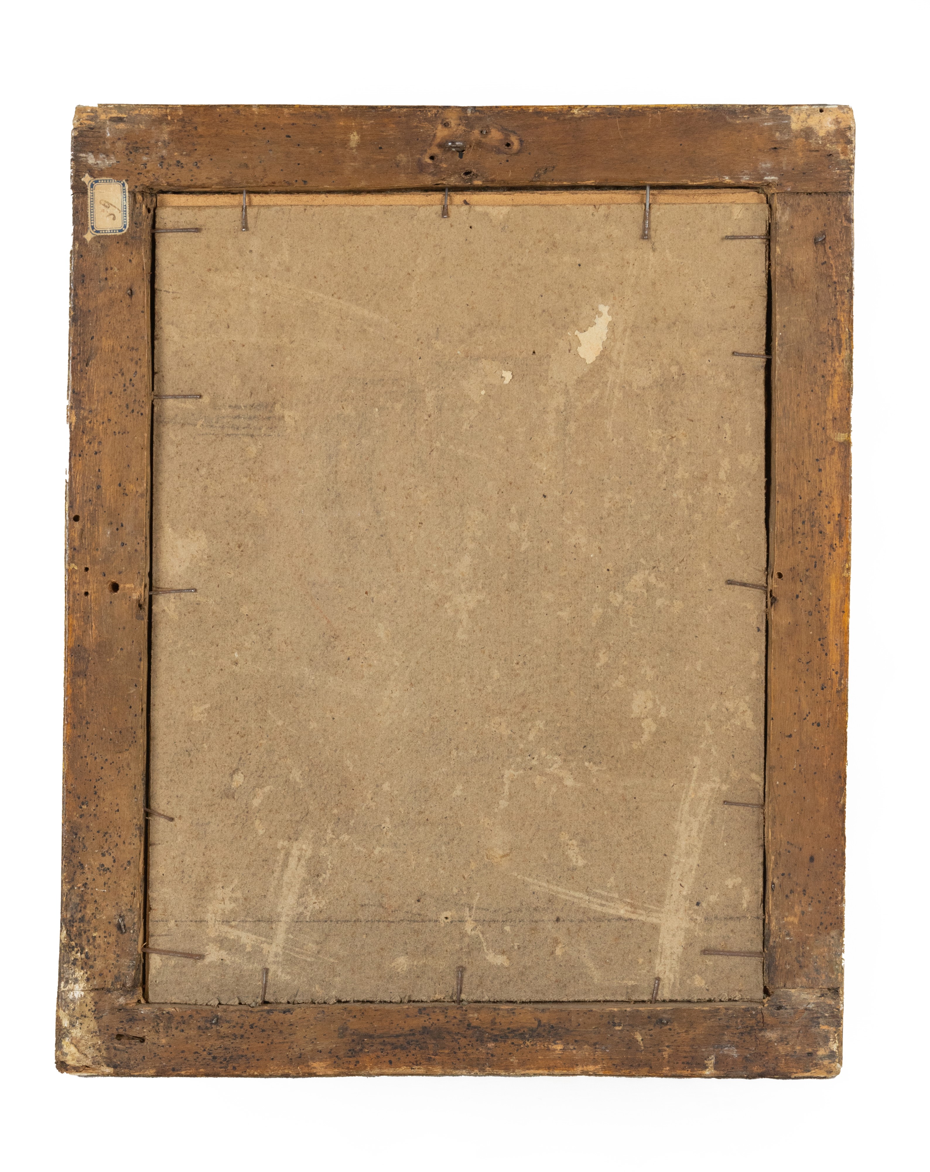 Ritratto di donna entro cornice, olio su cartoncino (Secolo XIX)