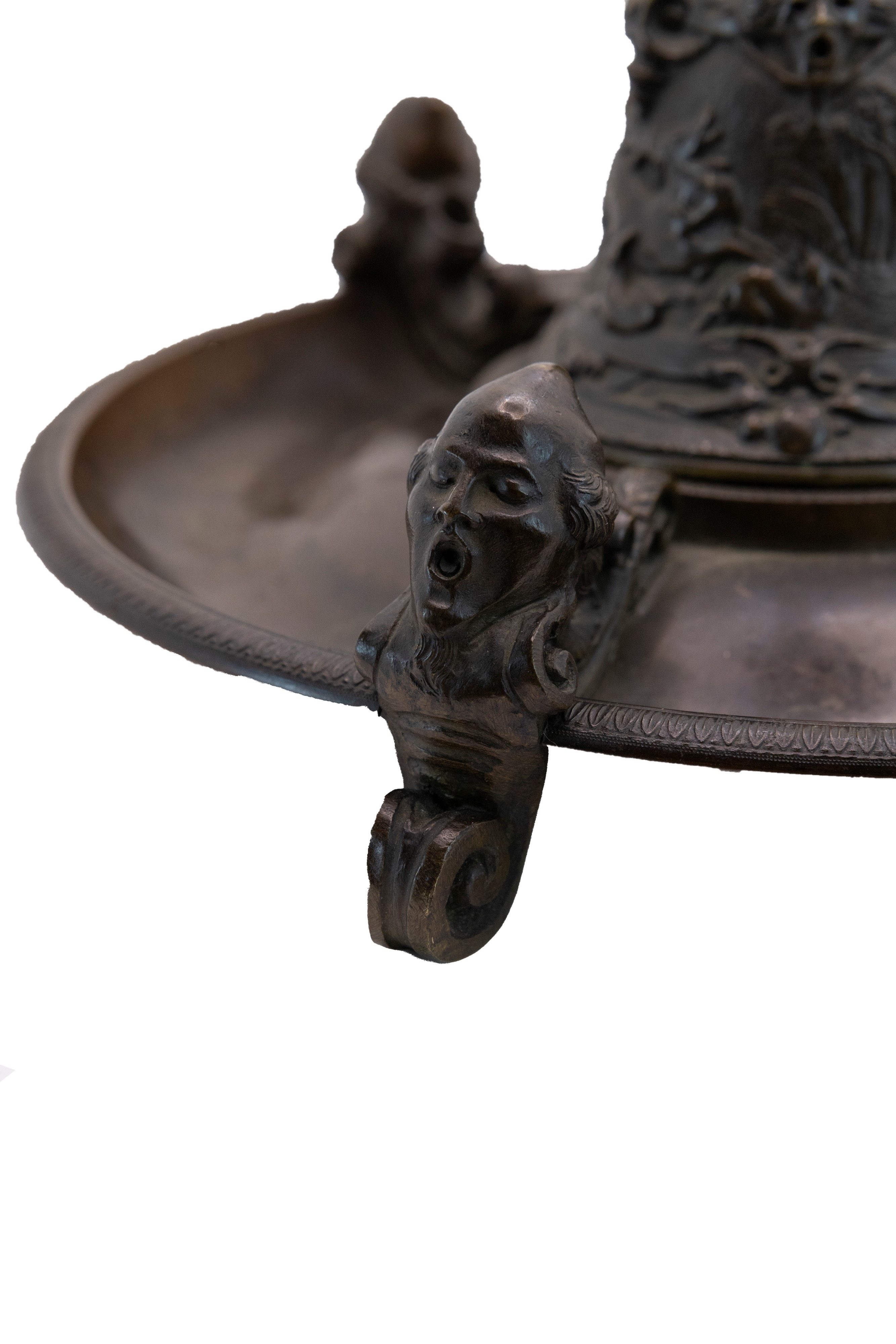°CAMPANELLO SU PIATTO IN BRONZO A PATINA SCURA