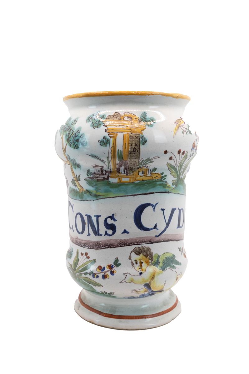 °ALBARELLO IN MAIOLICA POLICROMA, FABBRICA FERNIANI