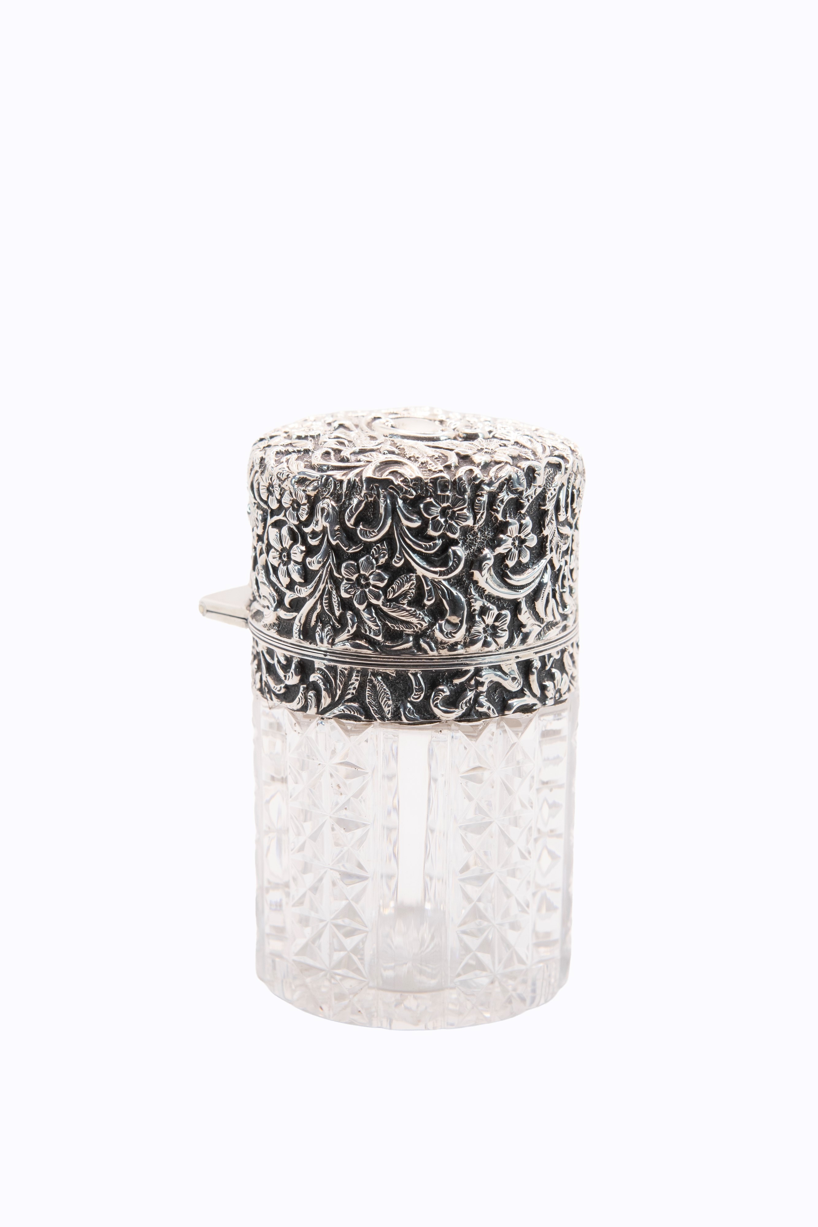°FLACONE IN ARGENTO E CRISTALLO ENTRO ASTUCCIO