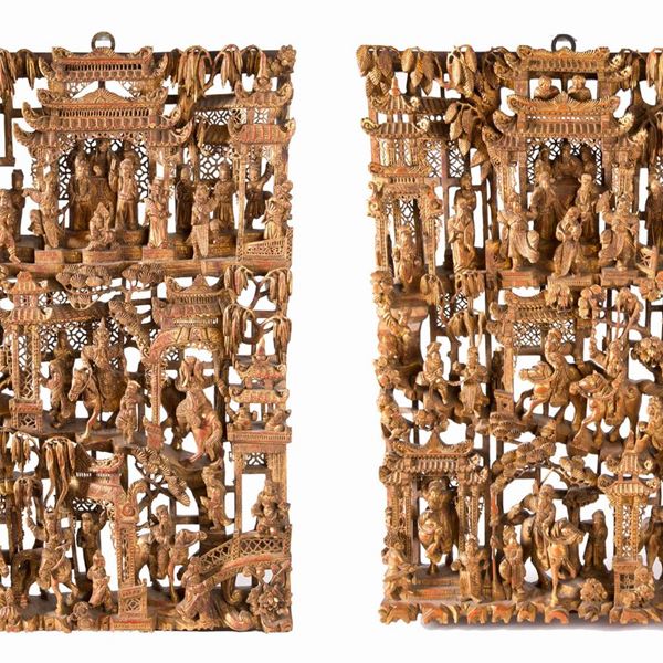 TWO GILDED WOODEN PANELS