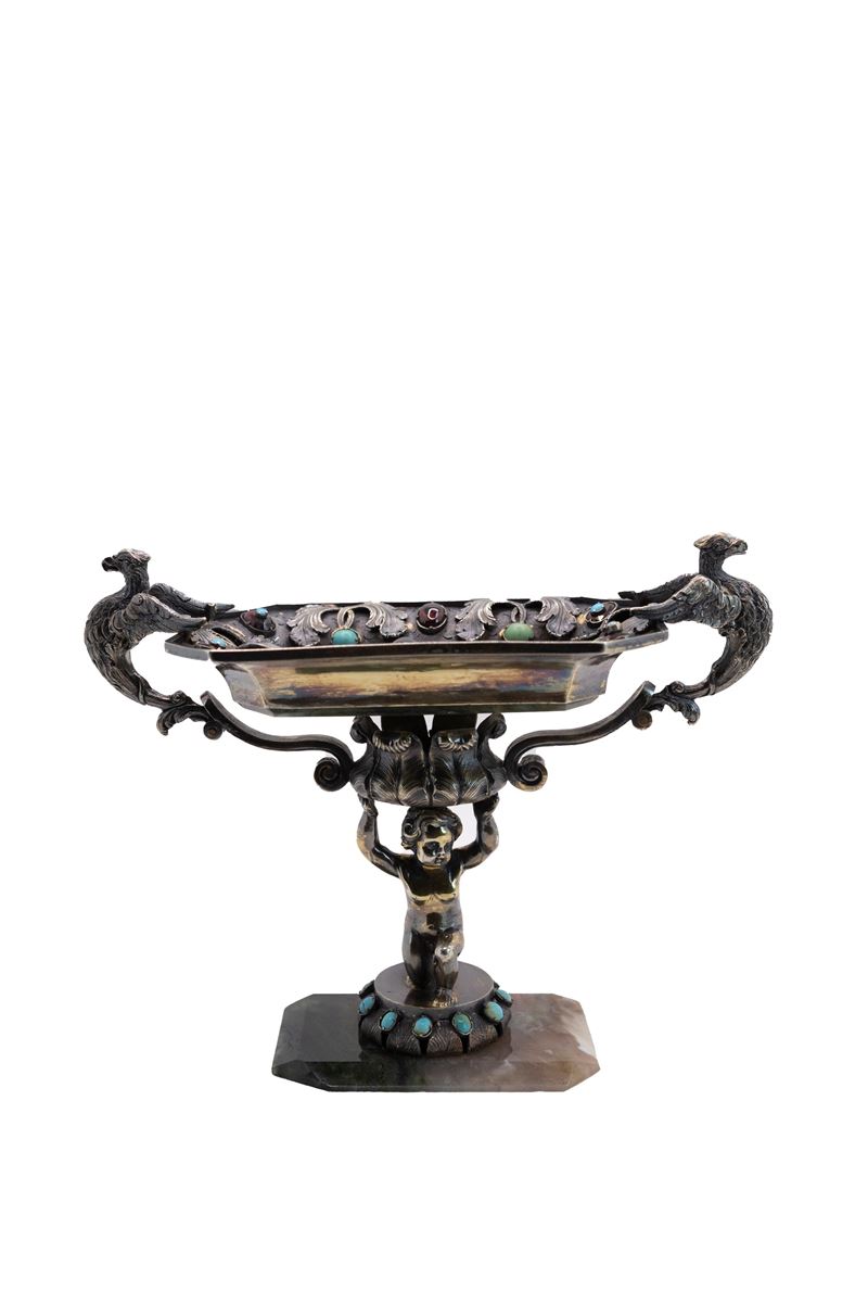 °ALZATA IN ARGENTO E PIETRE DURE