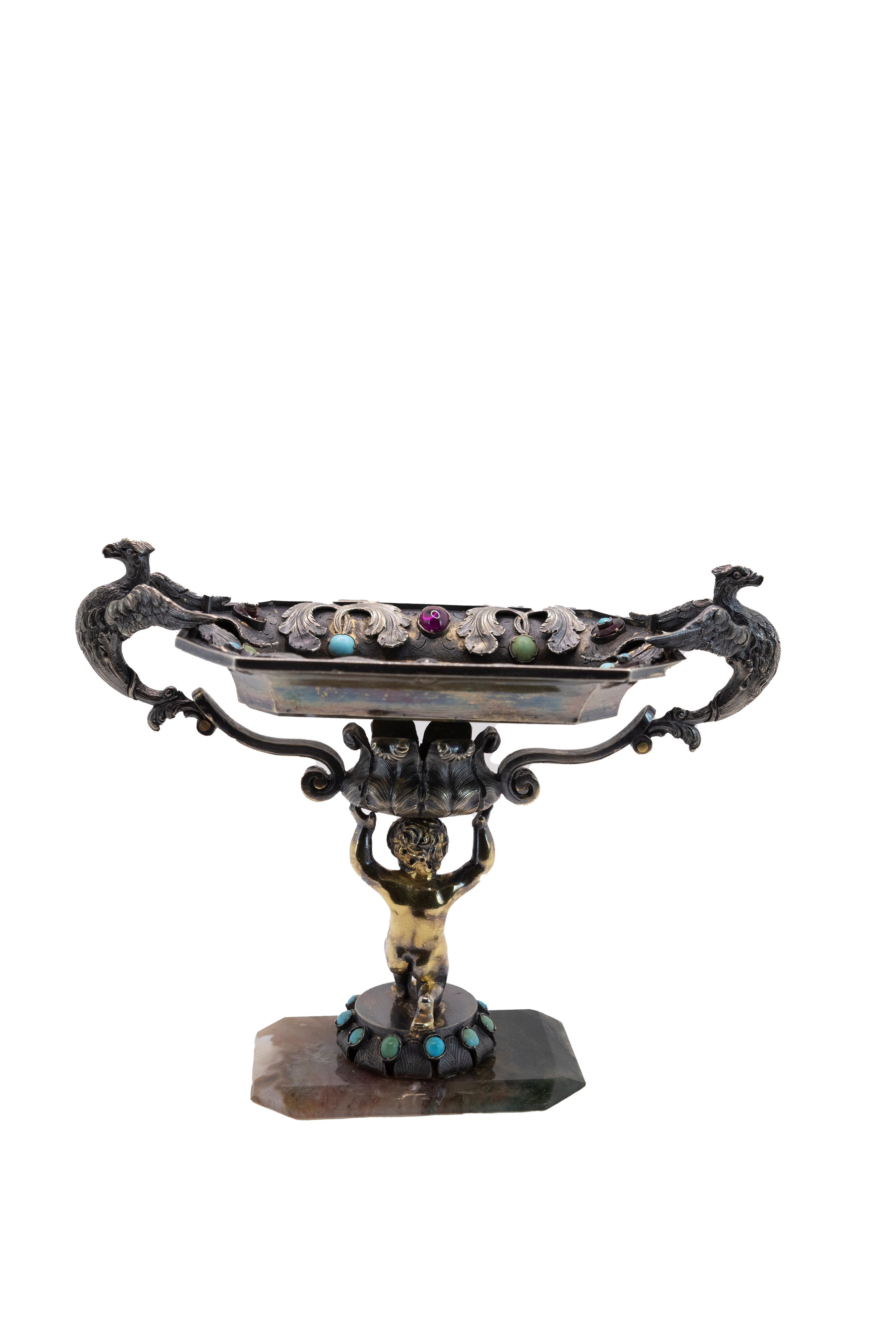 °ALZATA IN ARGENTO E PIETRE DURE